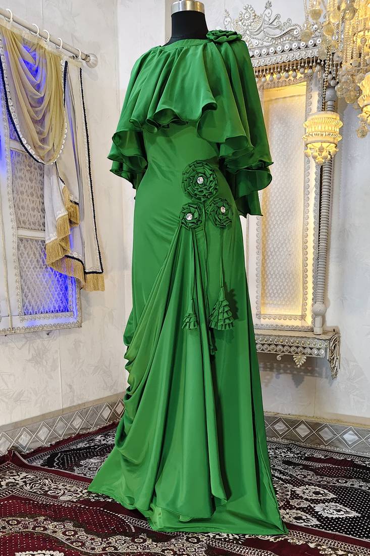 Green modest kaftan dress style muslim kaftan