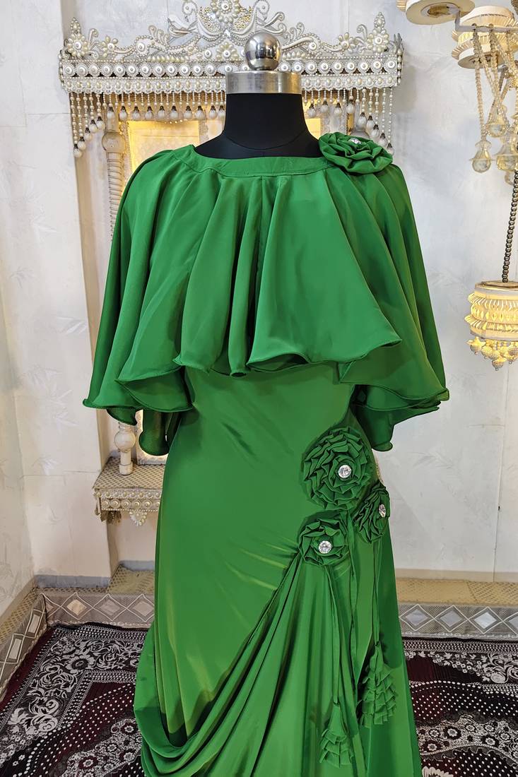 Green modest kaftan dress style muslim kaftan