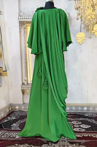 Green modest kaftan dress style muslim kaftan