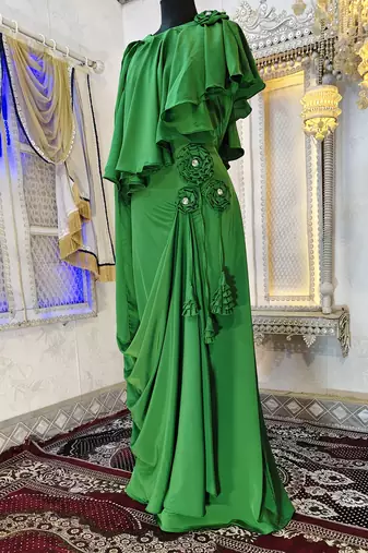 Green islamic evening partywear kaftan