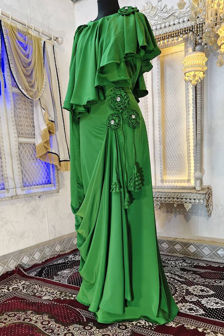 Green islamic evening partywear kaftan