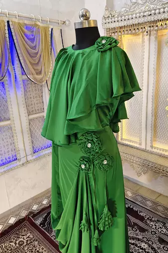 Green islamic evening partywear kaftan