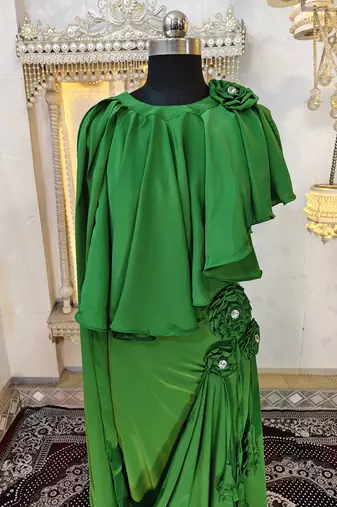 Green islamic evening partywear kaftan