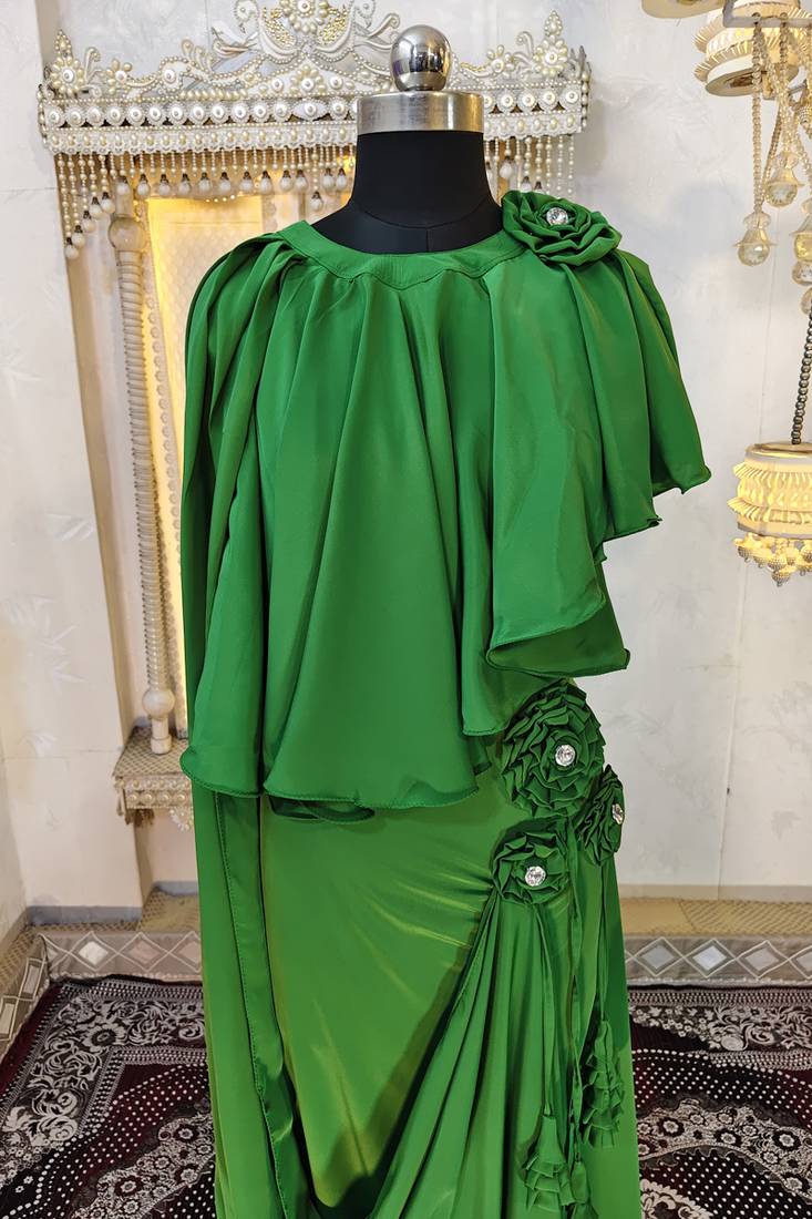 Green islamic evening partywear kaftan