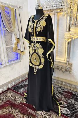 Black moroccan wedding partywear kaftan 2
