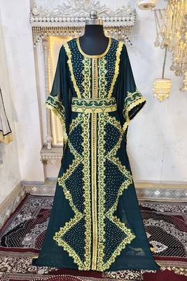 Bottle green moroccan kaftan 1