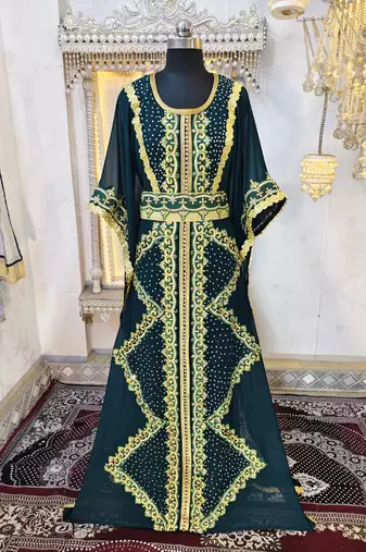 Bottle green moroccan kaftan