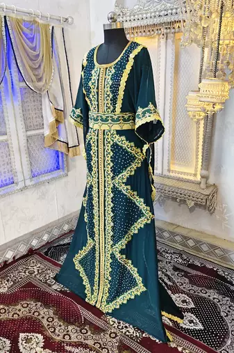 Bottle green moroccan kaftan
