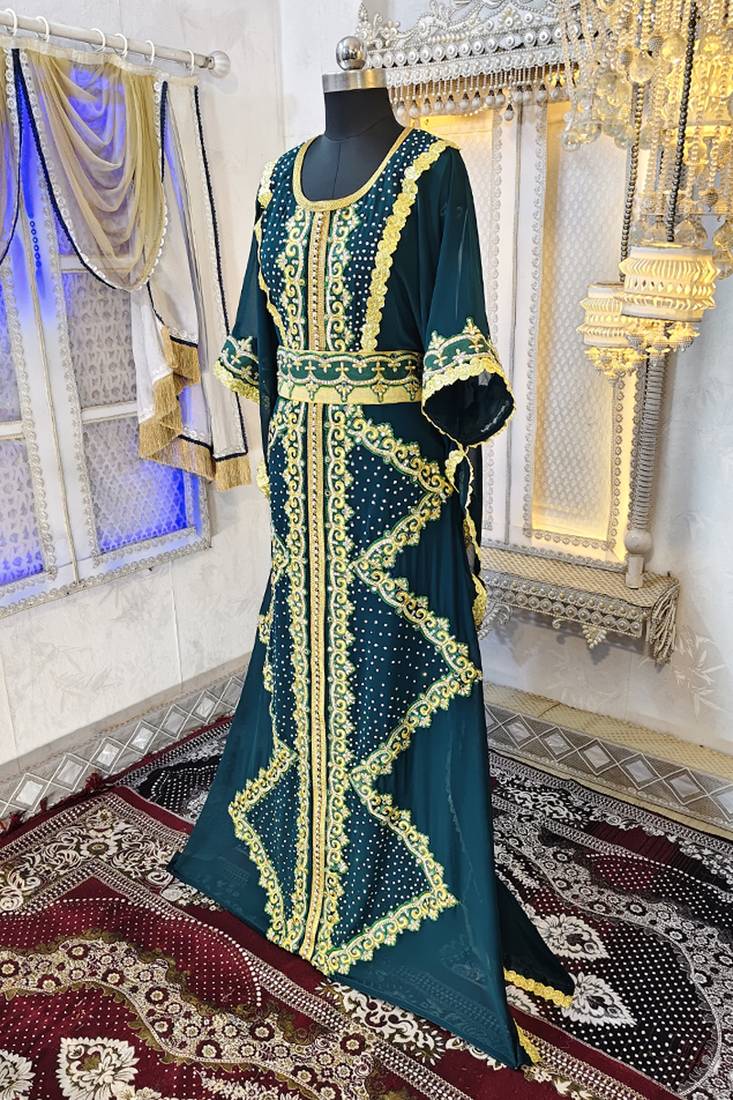 Bottle green moroccan kaftan