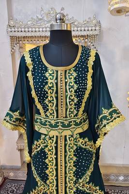 Bottle green moroccan kaftan 3