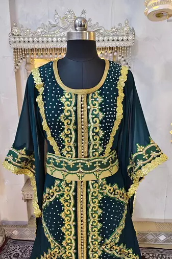 Bottle green moroccan kaftan
