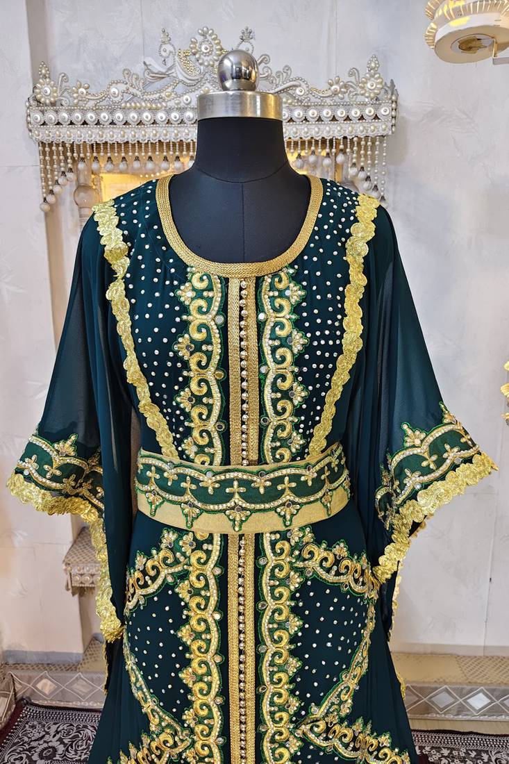 Bottle green moroccan kaftan