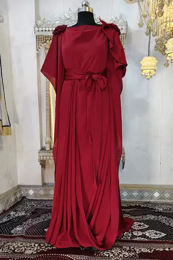 Maroon georgette wedding party gown