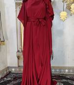 Maroon georgette wedding party gown