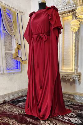 Maroon georgette wedding party gown 2