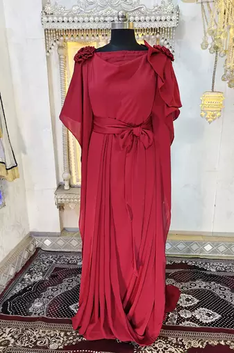 Maroon georgette wedding party gown