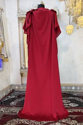 Maroon georgette wedding party gown 5