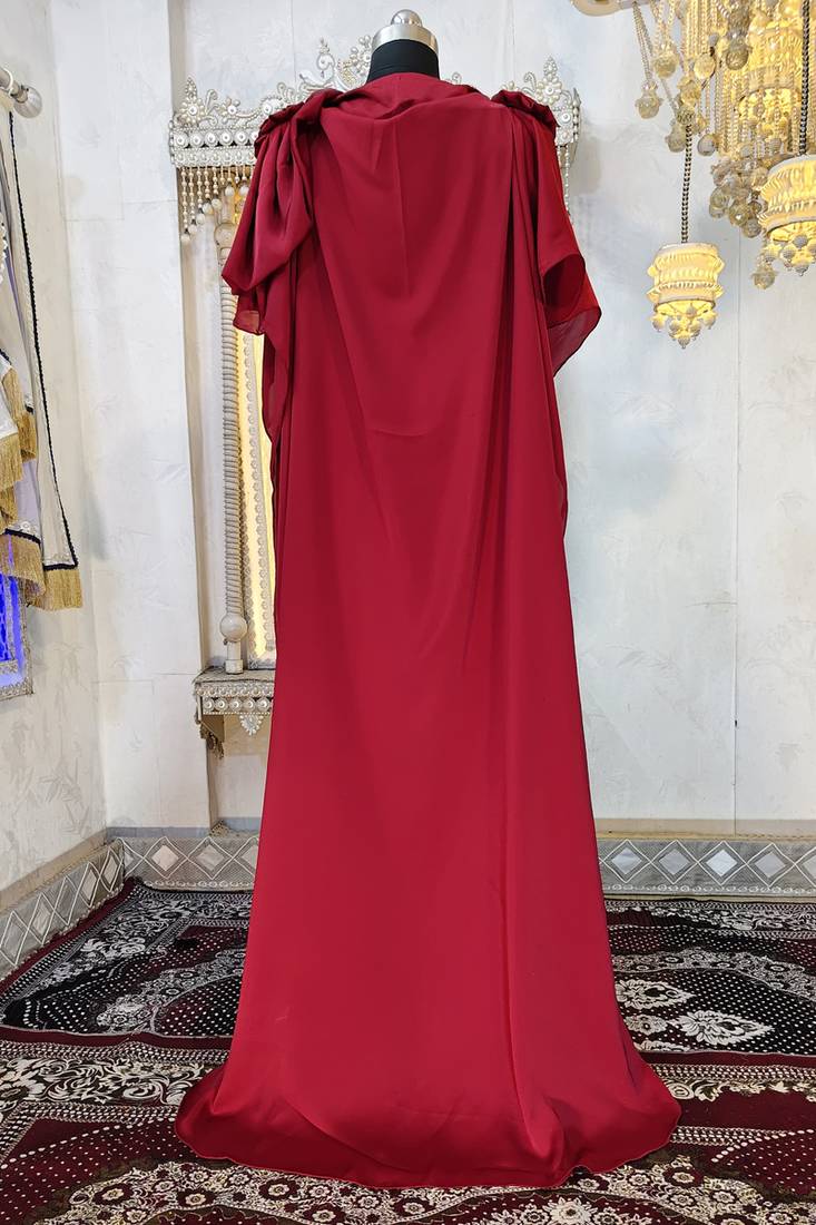 Maroon georgette wedding party gown