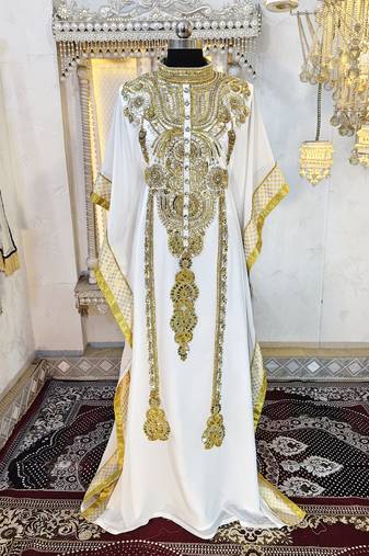 White and gold islamic kaftan