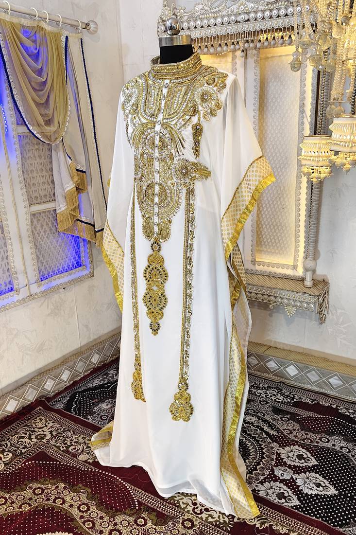 White and gold islamic kaftan