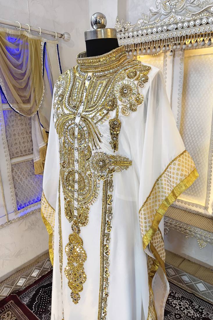 White and gold islamic kaftan