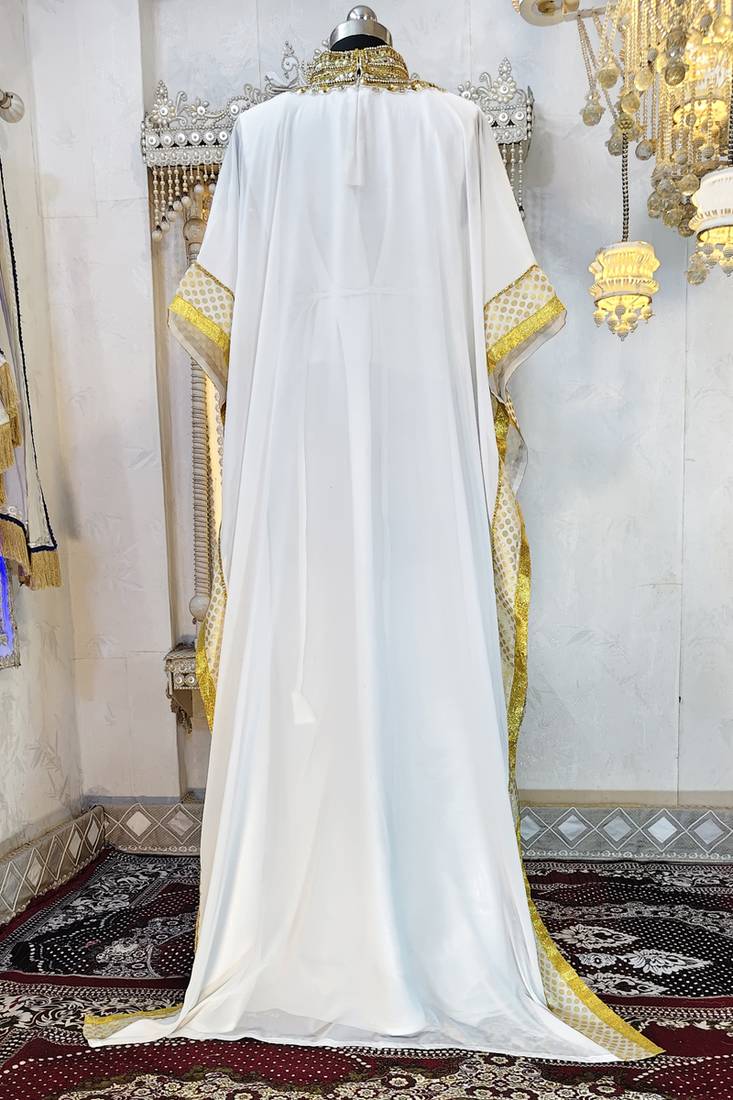 White and gold islamic kaftan