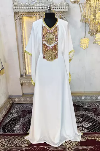White designer islamic wedding caftan