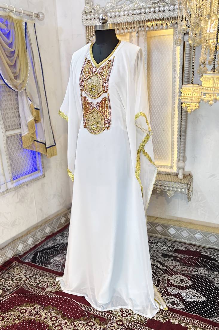 White designer islamic wedding caftan