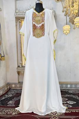 White designer islamic wedding caftan 3