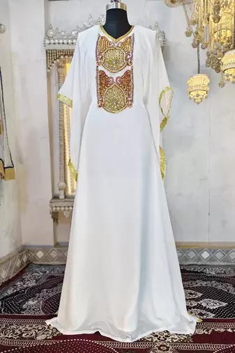 White designer islamic wedding caftan