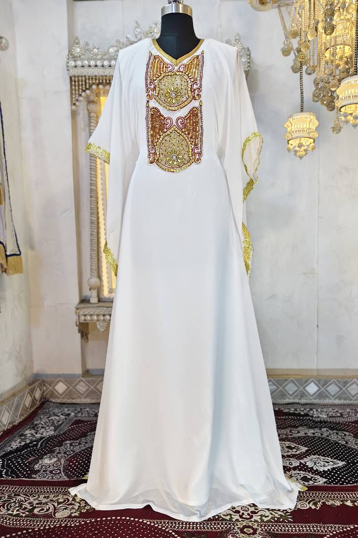 White designer islamic wedding caftan