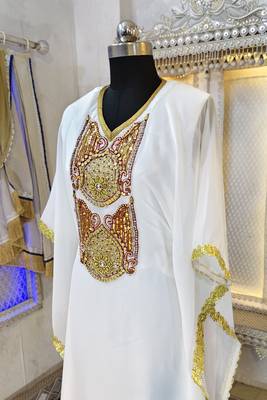 White designer islamic wedding caftan 4