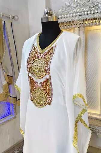 White designer islamic wedding caftan