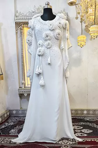White designer modest kaftan dress