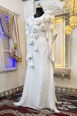 White designer modest kaftan dress 2