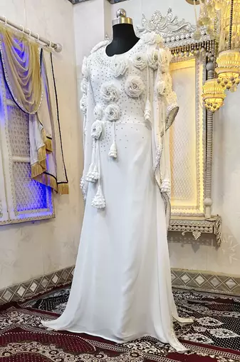 White designer modest kaftan dress