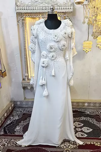 White designer modest kaftan dress