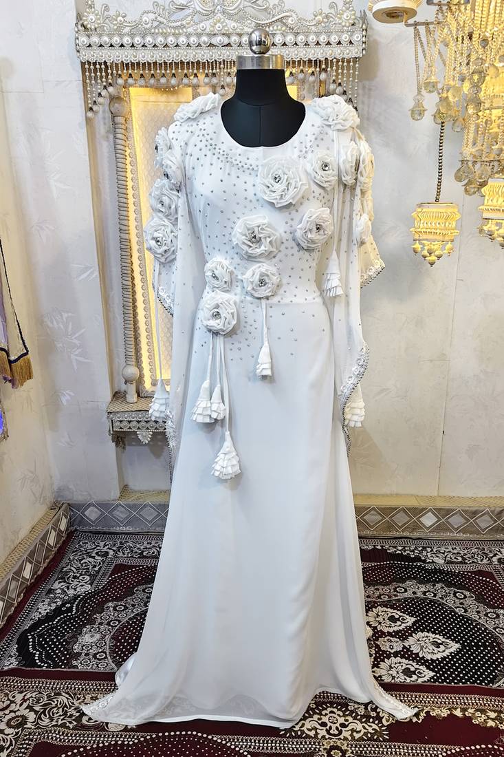 White designer modest kaftan dress