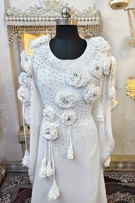 White designer modest kaftan dress 4