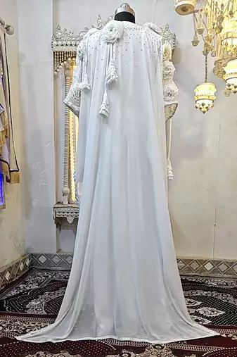 White designer modest kaftan dress