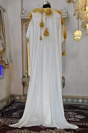 White and gold luxury dubai style muslim caftan