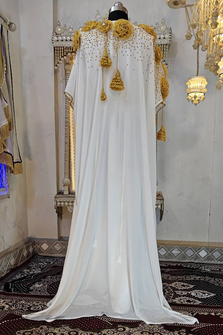 White and gold luxury dubai style muslim caftan