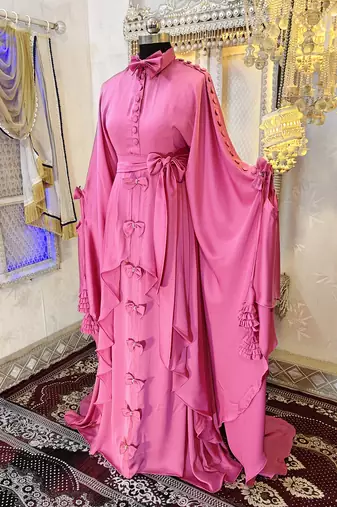 Light pink moroccan kaftan dress