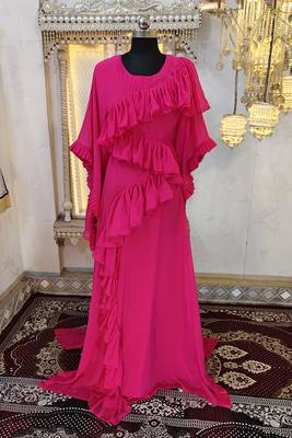 Pink dubai luxury maxi gown evening partywear kaftan 1