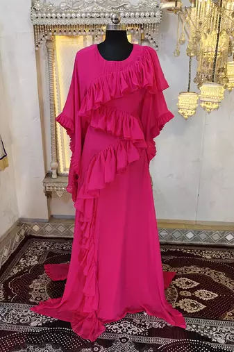 Pink dubai luxury maxi gown evening partywear kaftan