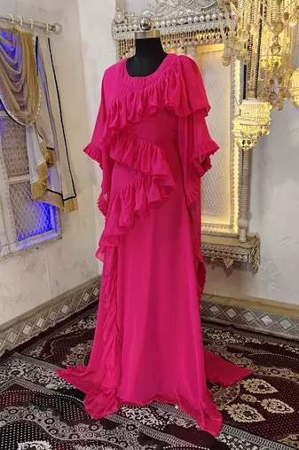 Pink dubai luxury maxi gown evening partywear kaftan