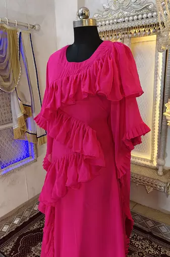 Pink dubai luxury maxi gown evening partywear kaftan