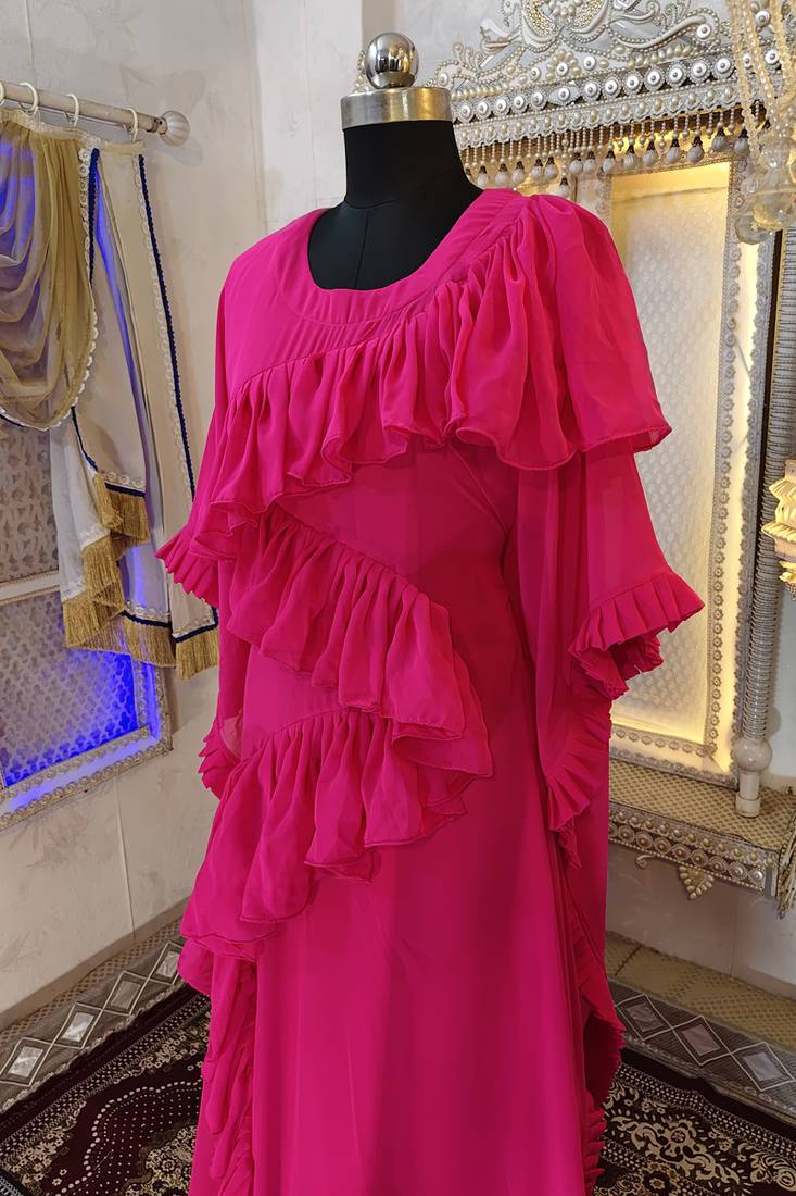 Pink dubai luxury maxi gown evening partywear kaftan
