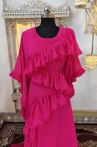 Pink dubai luxury maxi gown evening partywear kaftan