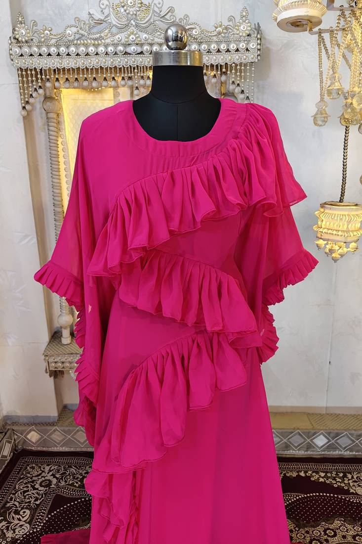 Pink dubai luxury maxi gown evening partywear kaftan